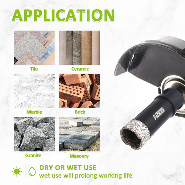 FACHLICH Vacuum Brazed Diamond Drill Bits with 5/8-11 Thread for Granite Marble Stone Tile Ceramic Dia 6-152mm