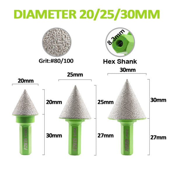 FACHLICH Diamond Chamfer Bit 1/2pcs 20/25/30/35/38/40/45/50mm Ceramic Tile Marble Granite Hexagonal Shank