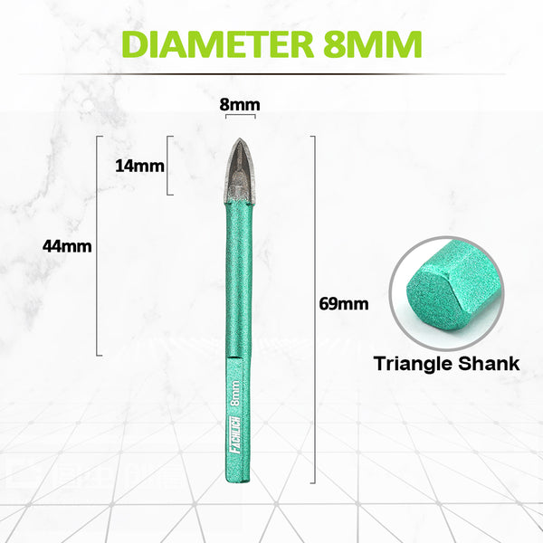 FACHLICH Cross Spiral Tungsten Carbide Drill Bits 10pcs Dia 6/8mm Wood Plastic Ceramic Tile Marble Granite Triangle Shank