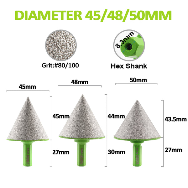 FACHLICH Diamond Chamfer Bit 1/2pcs 20/25/30/35/38/40/45/50mm Ceramic Tile Marble Granite Hexagonal Shank