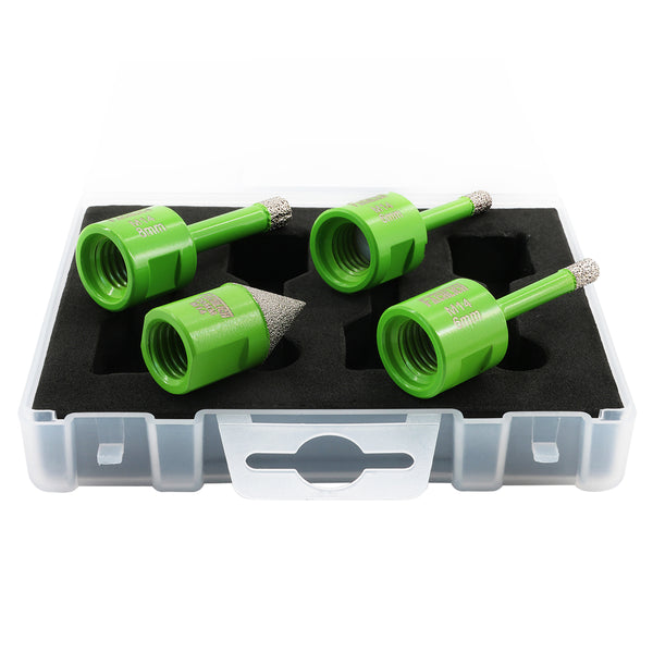FACHLICH Diamond Drill Bit 4pcs/set Dia 6/6/8 Core Bits+20mm Chamfer Bit for Ceramic Marble Stone Tiles Granite M14 Thread