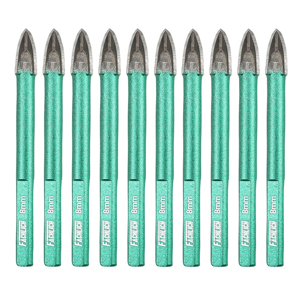 FACHLICH Cross Spiral Tungsten Carbide Drill Bits 10pcs Dia 6/8mm Wood Plastic Ceramic Tile Marble Granite Triangle Shank