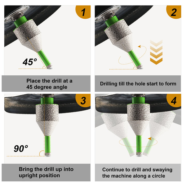 FACHLICH Diamond Drilling Chamfering Milling Bit 1pc/2pcs 10-35mm and 20-50mm Drilling Enlarging Beveling Exist Hole for Ceramic 
Granite Marble