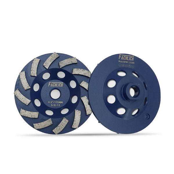 FACHLICH Diamond Turbo Row Cup Grinding Wheel with M14 or 5/8-11 Thread for Concrete Hard Stone Granite Dia 4''/4.5''/5''/7''