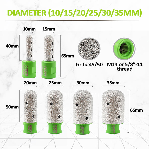 FACHLICH Diamond Milling Finger Bit 1pc/2pcs 10/15/20/25/30/35mm Ceramic Tile Marble Granite Vacuum Brazed Hole Saw