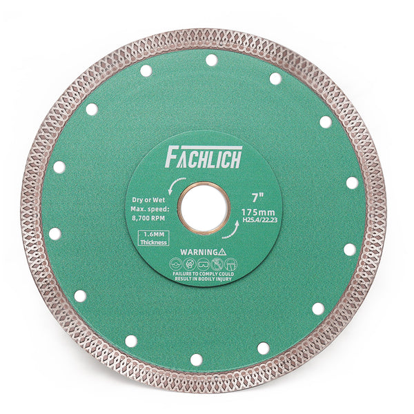 FACHLICH X Mesh Turbo Diamond Cutting Disc for Porcelain Marble Tile Ceramic Dia 4"/4.5''/5''/7''/8''/9''/10''/12''/14''