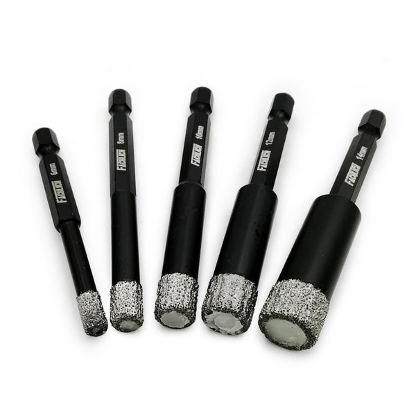 FACHLICH Diamond Quick-fit Shank Dry Drilling Core Bits for Drilling Granite Marble Tile Ceramic Masonry Dia 6/8/10/12/14mm