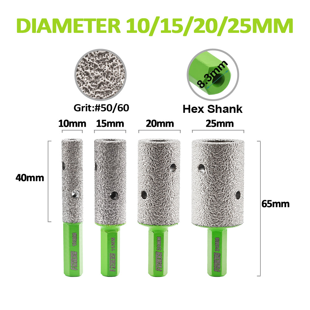 Diamond Finger Milling Chamfer Bits 10-25mm - For Enlarging & Shaping Holes In Tile, Marble & Granite