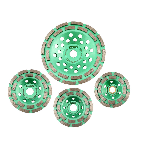 FACHLICH Diamond Double Row Grinding Cup Wheel for Concrete Marble Ceramic Tile Dia 4''/4.5''/5''/7''