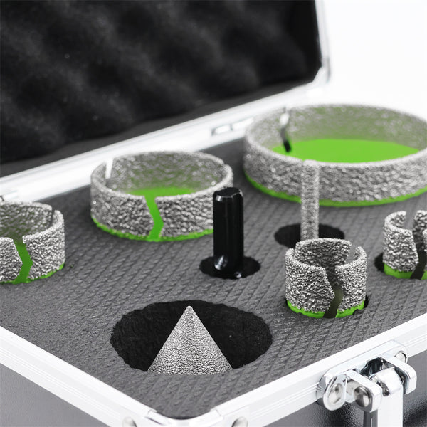 FACHLICH Diamond Drilling Milling Bit 10pcs/set 6-68mm Core Bit+Milling Chamfer Bit+2"Chamfer+Adapter Ceramic Tile Granite Hole Saw 5/8-11