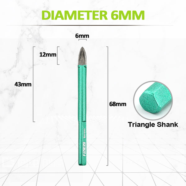 FACHLICH Cross Spiral Tungsten Carbide Drill Bits 10pcs Dia 6/8mm Wood Plastic Ceramic Tile Marble Granite Triangle Shank