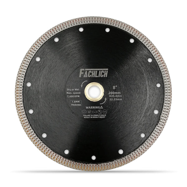 FACHLICH X Mesh Turbo Diamond Saw Blade for Cutting Porcelain Marble Tile Ceramic Dia 4''/4.5''/5''/7''/8''/9''/10''/12''