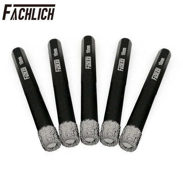 FACHLICH Diamond Dry Drilling Core Bits with Hexagon Shank for Drilling Granite Marble Tile Porcelain Dia 5/6/8/10/12/14mm