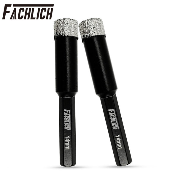 FACHLICH Diamond Dry Drilling Core Bits with Hexagon Shank for Drilling Granite Marble Tile Porcelain Dia 5/6/8/10/12/14mm