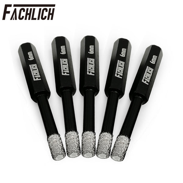 FACHLICH Diamond Dry Drilling Core Bits with Hexagon Shank for Drilling Granite Marble Tile Porcelain Dia 5/6/8/10/12/14mm