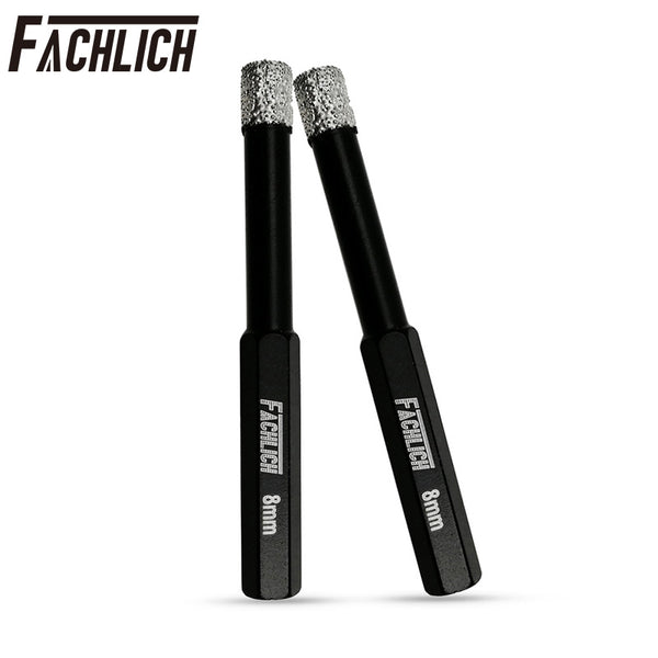 FACHLICH Diamond Dry Drilling Core Bits with Hexagon Shank for Drilling Granite Marble Tile Porcelain Dia 5/6/8/10/12/14mm