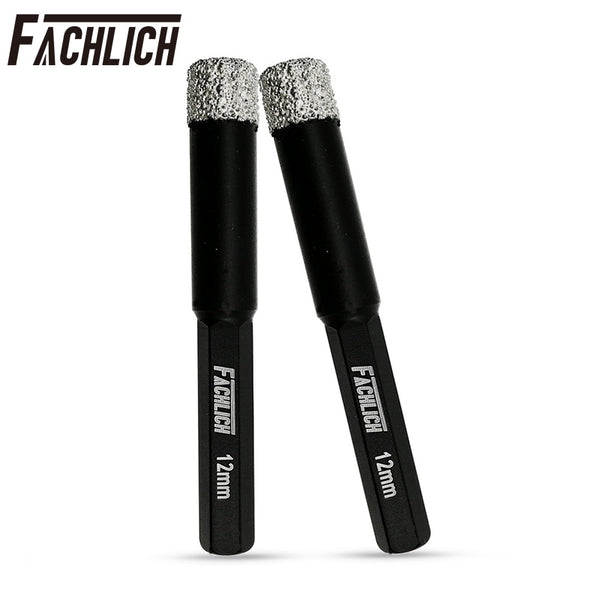 FACHLICH Diamond Dry Drilling Core Bits with Hexagon Shank for Drilling Granite Marble Tile Porcelain Dia 5/6/8/10/12/14mm