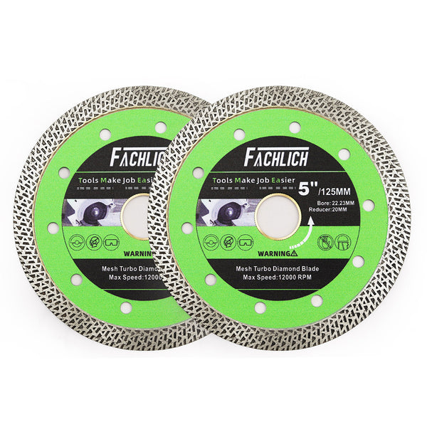 FACHLICH Diamond Mesh Turbo Rim Segment Saw Blade for Cutting Marble Granite Stone Dia 4''/4.5''/5''/7''/9''