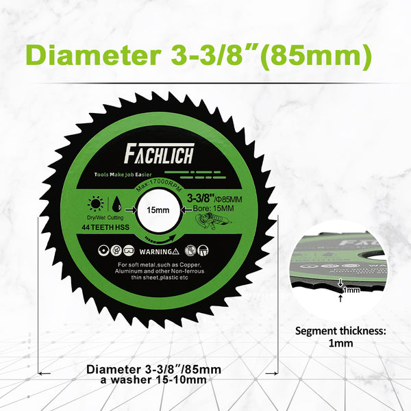 FACHLICH Diamond HSS Cutting Disc 2/3/4/5/10pcs Dia 85mm Soft Metal Copper Aluminium Wood Saw Blades