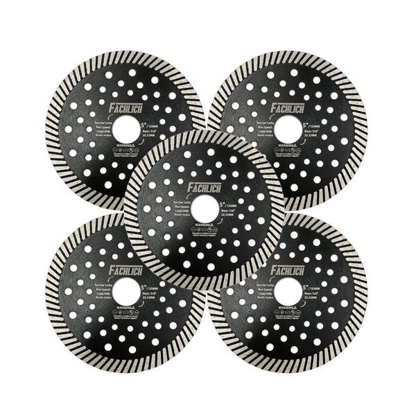 FACHLICH Hot Pressed Multi Holes Diamond Turbo Saw Blade for Hard Material Marble Granite Diameter 4''/4.5"/5"/7"/9"