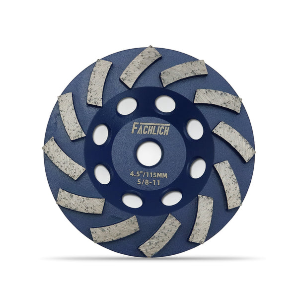 FACHLICH Diamond Turbo Row Cup Grinding Wheel with M14 or 5/8-11 Thread for Concrete Hard Stone Granite Dia 4''/4.5''/5''/7''