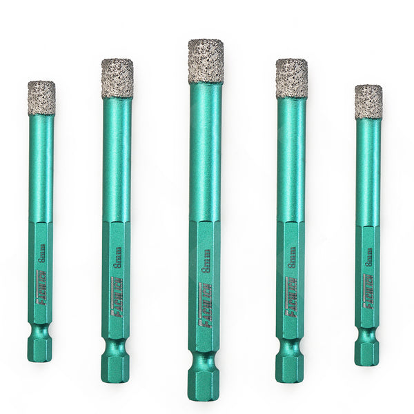 FACHLICH Quick-Fit Shank Diamond Dry Drilling Bits for Granite Marble Tile Ceramic Dia 6/8/10/12/14mm