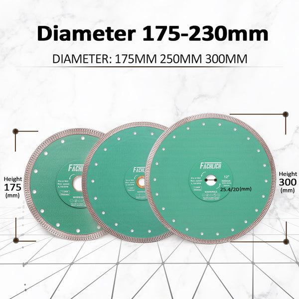 FACHLICH X Mesh Turbo Diamond Cutting Disc for Porcelain Marble Tile Ceramic Dia 4"/4.5''/5''/7''/8''/9''/10''/12''/14''