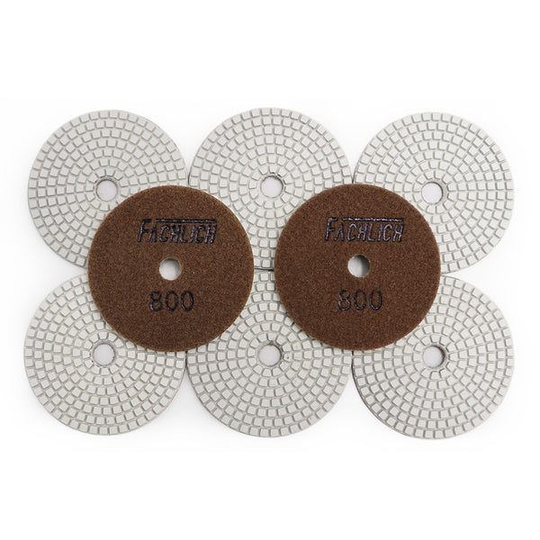 FACHLICH Diamond Wet Polishing Pads for Granite Marble Dia 4''/100mm 8pcs/set