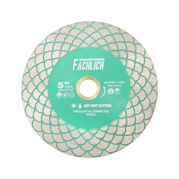 FACHLICH Diamond Cutting Grinding Disc 1/2/3/5pcs Dia 115/125mm Porcelain Tile Marble Double Sided Fan-shaped Saw Blades