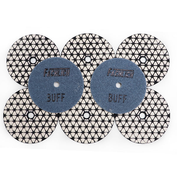 FACHLICH Diamond Flexible Dry Polishing Pads for Granite Marble Dia 4''/100mm 8pcs/set