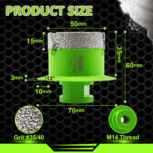 FACHLICH Dry Diamond Drill Core Bits with Water Tanks M14 Thread for Tile Granite Marble Dia 45mm