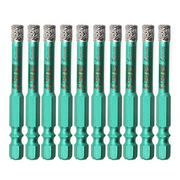 FACHLICH Double-Ear Quick-Fit Shank Diamond Dry Drilling Bits for Granite Marble Tile Ceramic Dia 6/8/10/12/14mm