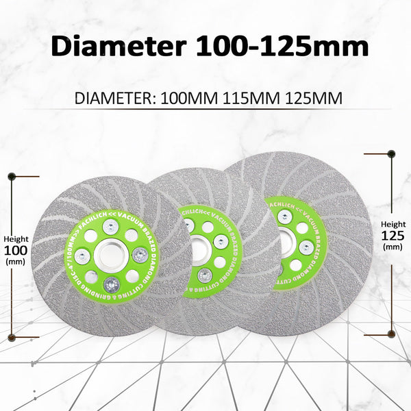 FACHLICH Diamond Double Sided Turbo Cutting Disc Grinding Wheel with 5/8-11 or M14 Thread for Tile Concrete Granite Marble Dia 100/115/125mm