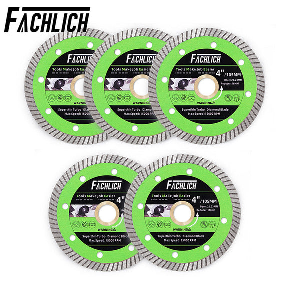 FACHLICH Super-Thin Diamond turbo Cutting Saw Blades for Cutting Hard Material Ceramic Tile Granite Dia 4"/4.5"/5"