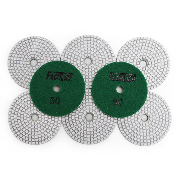 FACHLICH Diamond Wet Polishing Pads for Granite Marble Dia 4''/100mm 8pcs/set