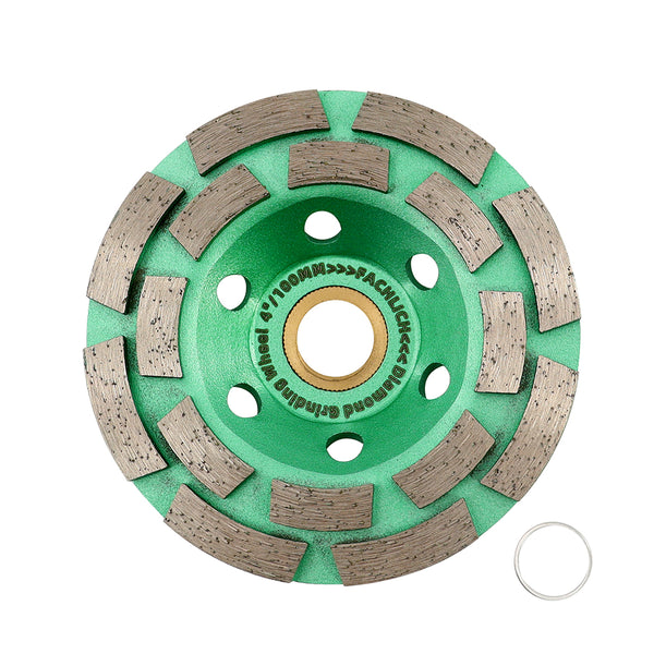 FACHLICH Diamond Double Row Grinding Cup Wheel for Concrete Marble Ceramic Tile Dia 4''/4.5''/5''/7''