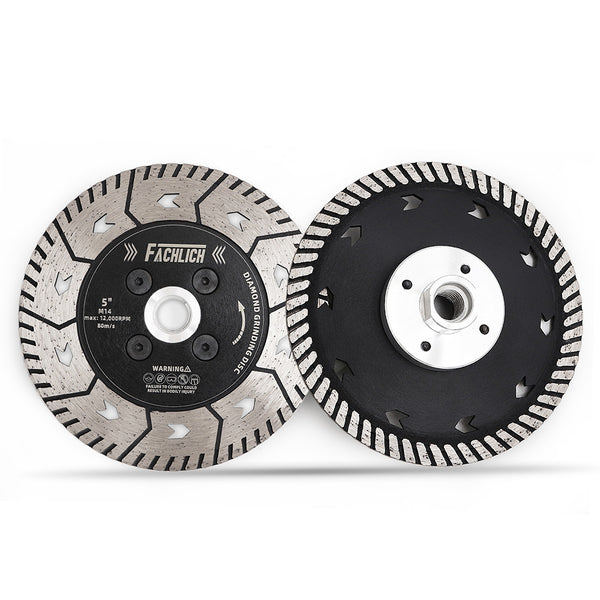 FACHLICH Diamond Dual Cutting Disc with 5/8-11 or M14 Thread for Cutting Granite Marble Concrete Brick Dia 3"/4.5"/5"