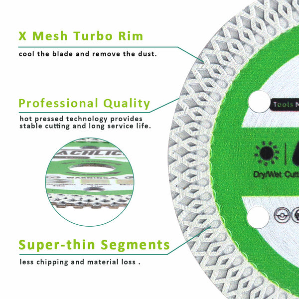 FACHLICH X Mesh Turbo Diamond Cutting Disc for Cutting Porcelain Ceramic Tile Marble Dia 3''/75mm