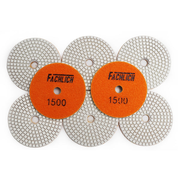 FACHLICH Diamond Wet Polishing Pads for Granite Marble Dia 4''/100mm 8pcs/set