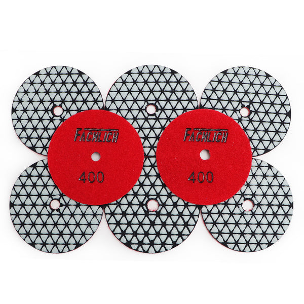 FACHLICH Diamond Flexible Dry Polishing Pads for Granite Marble Dia 4''/100mm 8pcs/set