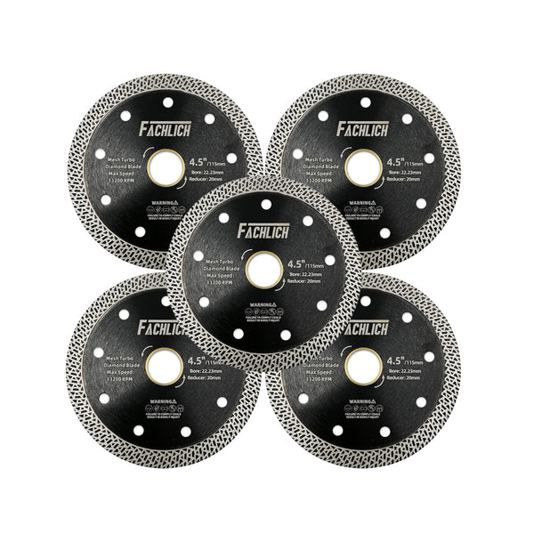 FACHLICH Mesh Turbo Diamond Saw Blade for Cutting Ceramic Tile Granite Marble Brick Dia 4''/4.5''/5''/7''/9''