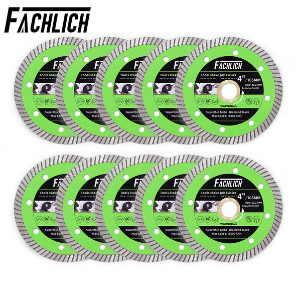 FACHLICH Super-Thin Diamond turbo Cutting Saw Blades for Cutting Hard Material Ceramic Tile Granite Dia 4"/4.5"/5"