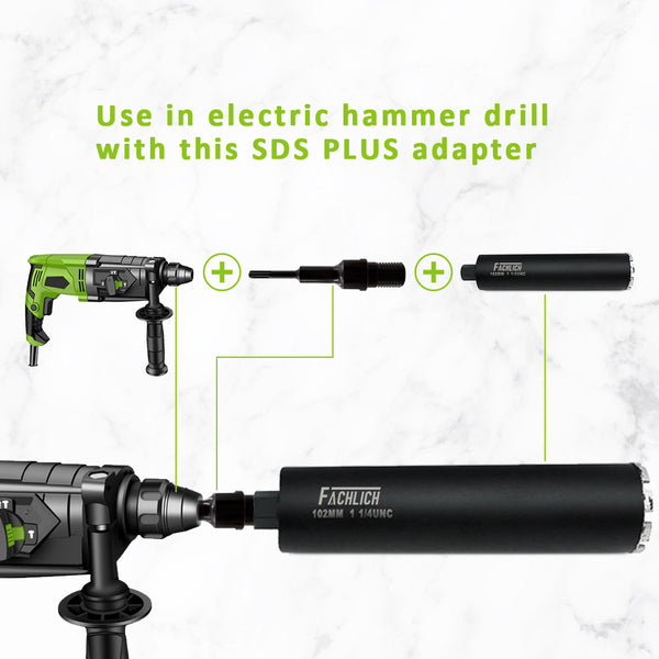 FACHLICH 1pc Adapter UNC Male Thread to SDS PLUS Shank Internal 1/2" BSP Thread Electric Hammer Drill Connector