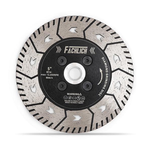 FACHLICH Diamond Dual Cutting Disc with 5/8-11 or M14 Thread for Cutting Granite Marble Concrete Brick Dia 3"/4.5"/5"