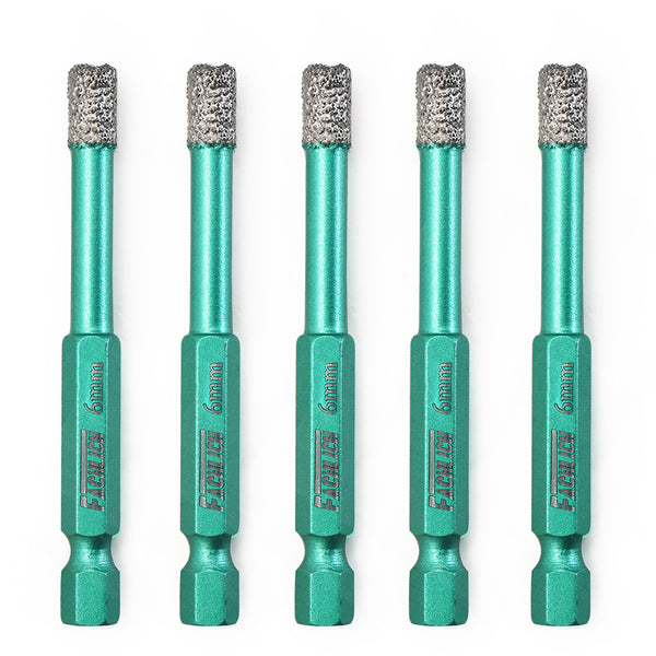 FACHLICH Quick-Fit Shank Diamond Dry Drilling Bits for Granite Marble Tile Ceramic Dia 6/8/10/12/14mm