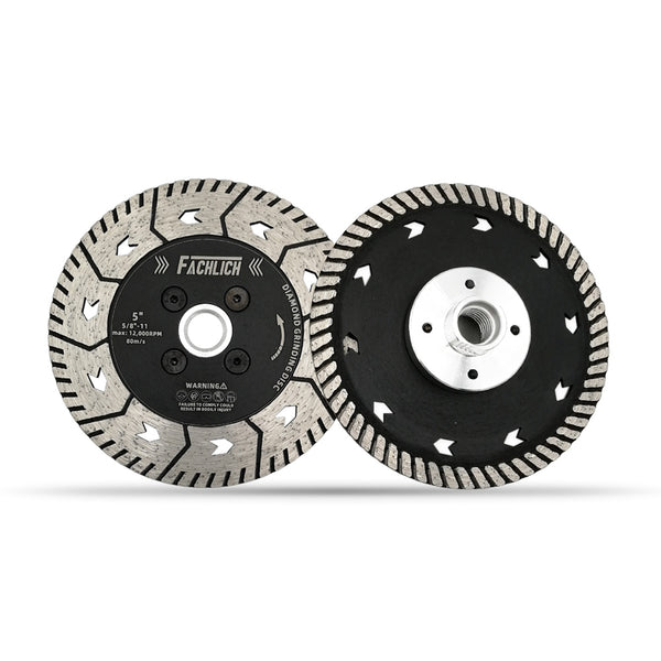 FACHLICH Diamond Dual Cutting Disc with 5/8-11 or M14 Thread for Cutting Granite Marble Concrete Brick Dia 3"/4.5"/5"