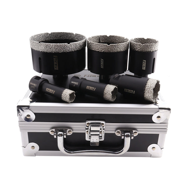 FACHLICH Diamond Drill Core Bits 5/8-11 Thread for Ceramic Tile Granite Marble 6pcs/Box Dia 19/25/35/51/76/102mm