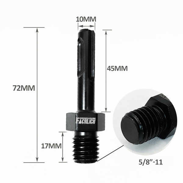 FACHLICH Diamond Core Drill Bit Adapter 5/8-11 or M14 Thread Male to SDS Plus Shank