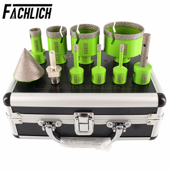 FACHLICH Diamond Core Drill Bit Set M14 Thread for Ceramic Tile Granite Marble 10pcs/Box 6/6/8/20/35/50/68mm