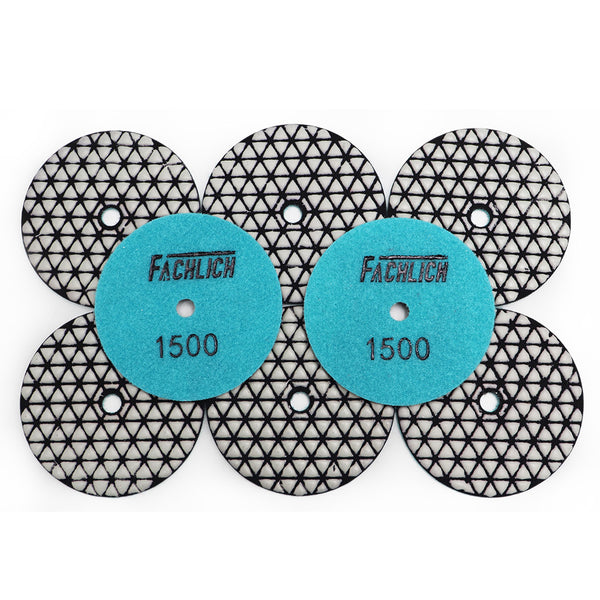 FACHLICH Diamond Flexible Dry Polishing Pads for Granite Marble Dia 4''/100mm 8pcs/set